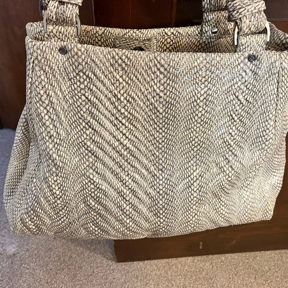Cole Haan "Laury" Cobra Tote, Cream and Gray - Picture 3 of 14